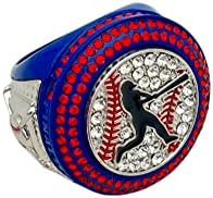 Deluxe Baseball Wedding Ring with Quartzite Gem in Size 9 - Gold Plated Honor Ring for Sports Achievement
