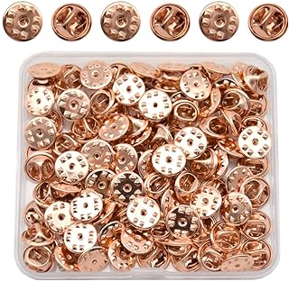 100 Pieces Metal Pin Backs Lapel Pin Backs Brass Clutch for Brooch Tie Hat Badge (Rose Gold/BJ)