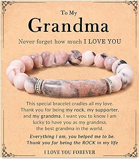 8mm Natural Stone Beaded Grandma Bracelet with Bead Chain and Lobster Claw Clasp - Ideal Gift for Mom or Grandma on Special Occasions