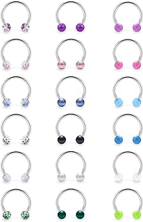Ftovosyo 18PCS 20G Surgical Steel CBR Horseshoe Circular Rings Nose Tragus Lip Ear Hoop Ring Piercing Jewelry for Women Men