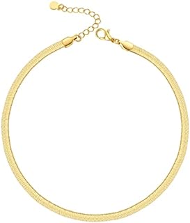 14K Gold Plated Dainty Choker Necklace for Women Girls | Snake Chain, Cuban Link, Paperclip, Ball Beaded Chain, Tennis Chain, Natural Freshwater Pearl Necklace Fashion Jewelry for Gift