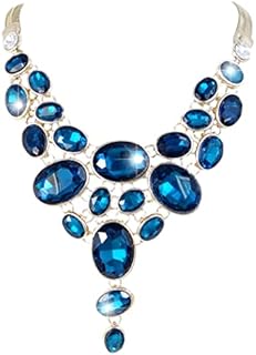 EVER FAITH Art Deco Chunky Oval Rhinestone Crystal Bib Statement Necklace