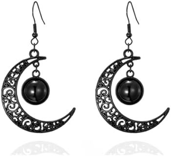 Moon Earrings Gothic Black Moon Drop Dangle Earrings Black Moon Ear Jewelry for Women