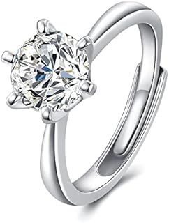 Timeless 1.5 Carat Moissanite Adjustable Wedding Rings, Sterling Silver Solitaire Design by Atylyk, Ring Size 6-9