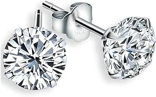 Crystalline Azuria Sterling Silver Crystal Ball Stud Earrings with Push Back Design for Women, Round Design