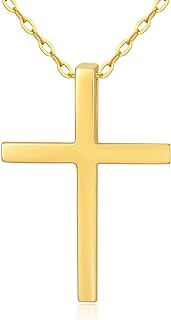 14kt Solid Gold Cross Necklace for Women, Real Gold Classic Cross Pendants Religious Jewelry Gift for Girl, Mom, Wife, 16"-18"