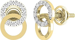 Dazzlingrock Collection Ladies Interlocking Circle Stud Earrings, Available in Various Round Diamonds, Gemstones & Metal in 10K/14K/18K Gold & 925 Sterling Silver