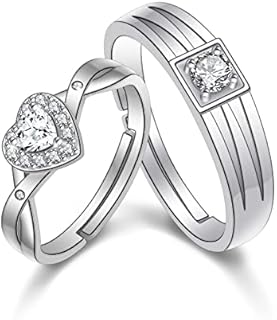 Adjustable Sterling Silver Wedding Rings for Couples, His and Her Matching Promise Rings, Perfect Love and Commitment Gift
