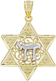 Charm America - Gold Star of David Chai Charm - 14/10 Karat Solid Gold