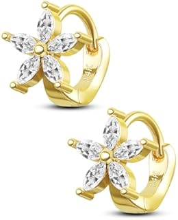 COCHARM 14K Solid Gold Cartilage Hoop Earrings 20g Helix Piercing Jewelry Floral Rook Earrings Daith Piercing Jewelry for Women Men