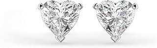 14K White Gold Heart-Shaped Stud Earrings with Lab-Grown Moissanite & Screw Back by Adora Fine Jewelry, USA Made, Ideal as Elegant Gifts