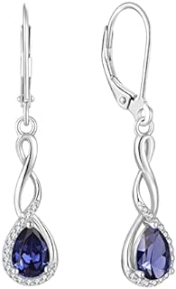 Infinity Dangle Teardrop Leverback Earrings - Guesma 7x5mm Sterling Silver Leverback Earrings Created Birthstone - Drop Earrings Jewelry for Women