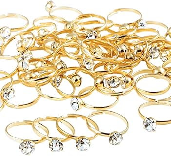 Naler Bridal Shower Rings 52 Pack Gold Diamond Engagement Rings for Wedding Party Favors Table Decoration Cupcake Toppers