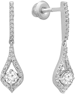 Dazzlingrock Collection 0.38 Carat (ctw) 14K Gold Round White Diamond Ladies Dangling Drop Earrings