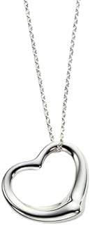 Silver Heart Necklace Heart Pendant Necklace Open Heart Necklace Heart Necklaces for Women