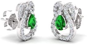 Diamondere Natural and Certified Gemstone and Diamond Pear Cut Drop Earrings in 14K White Gold | 0.71 Carat Earrings for Women