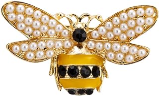 Monet Bee Brooch Pin with Pearl Details from Knighthood - Yellow and Black Alloy Metal Lapel Pin for Men and Women with Secure Pin Clasp - Elegant Accessory for Everyday Wear & Special Occasions