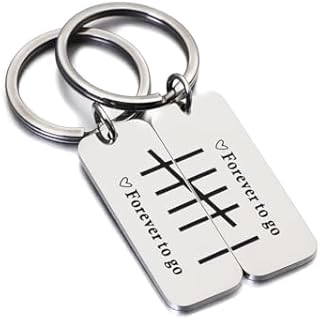 Matching Tally Mark Keychain Gift for Couples on Their 5 6 7 8 10 Years Wedding Husband Wife Gifts Keyring