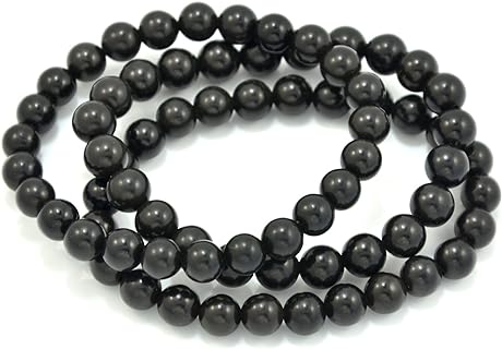 Bead Chain Black Onyx Bead Bracelet Set for Men and Women, Pack of 3, Elegant Design