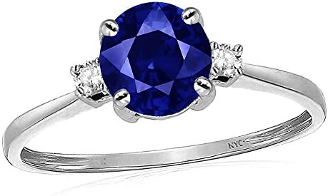 10k White Gold 7mm Round Classic Three 3 stone Engagement Promise Wedding Ring