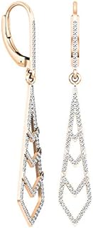 Dazzlingrock Collection 0.35 Carat (ctw) 10K Gold Round Diamond Ladies Kite Shape Dangling Drop Earrings 1/3 CT