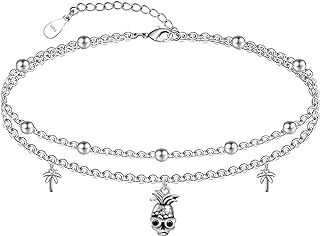 CHIC & ARTSY Women Anklets S925 Sterling Silver Dainty Layered Anklet Bracelet Adjustable Multilayer Beach Ankle Bracelet Summer Jewelry for Women 10-11 Inches