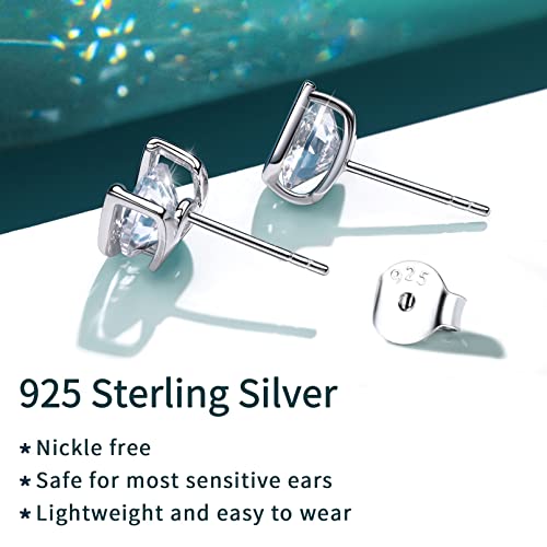 Small Initial Stud Earrings for Women, 925 Sterling Silver Cubic Zirconia Letter Earrings Hypoallergenic (with Gift Box)