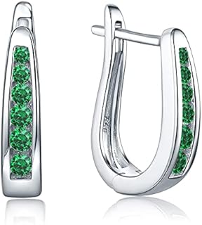 JO WISDOM Hoop Earrings,925 Sterling Silver AAA Cubic Zironia Oval Hoop Earrings with White Gold Plated,Jewelry for Women