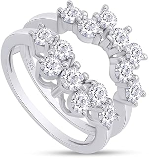 SAVEARTH DIAMONDS 1 1/3 ct t.w Round Lab Created Moissanite Diamond Sunburst Halo Guard Enhancer Ring In 14K Gold Over Sterling Silver For Womens (VVS1 Clarity 1.33 Ct), Mother's Day Gift For Her