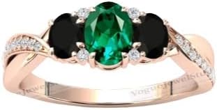 1 CT Art Deco Emerald Engagement Ring Vintage Green Emerald Wedding Ring 14k Gold Cluster Engagement Ring Antique Black Onyx Wedding Ring For Her