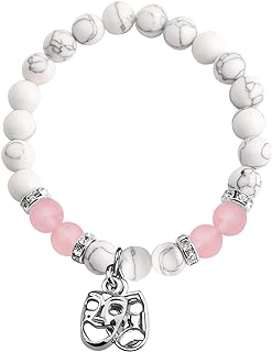 Wizard of Oz Charm Bracelet with Stainless Steel Bead Chain and Box With Tongue Clasp, Ideal Gift for Drama Teachers/Actors, Comedy Tragedy Mask Design