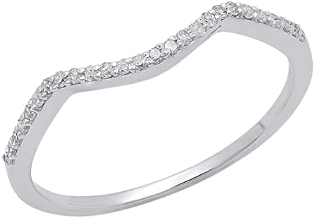 Dazzlingrock Collection 0.12 Carat (ctw) Round White Diamond Ladies Anniversary Wedding Stackable Band Guard Ring | Available In 10K/14K/18K Gold