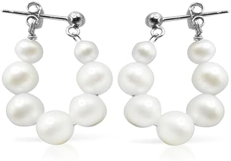 Small Ringlet Hoop Earrings with Freshwater Pearls for Women - Elegant and Timeless Statement Jewelry