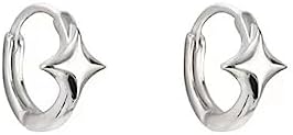 Minimalist Star Hoop Earrings for Women Girls 925 Sterling Silver Tiny Star Small Huggie Hoops 10mm Sleeper Cartilage Earrings Hypoallergenic
