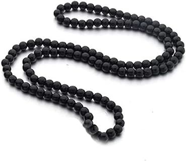 Natural Wood Bead Necklace 8MM Wooden Beaded Chunky Strand Necklaces Handmade Africa Wooden Chain for Women Men Jewelry