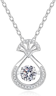 Moissanite Necklace for Woman,D Color VVS1 Dancing Jewelry Gift for Wife Girlfriend Daughters Her,S925 Sterling Silver Floating Pendant Necklaces for Birthday Anniversary Party Mother'S Day