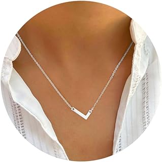 Silver Ursteel Initial Choker Necklace with Lobster Clasp and Box Chain - Personalized Monogram 14K Gold Plated Brass Pendant