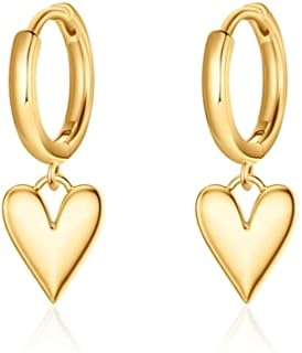 Gold Dainty Small Hoop Earrings for Women,18K Gold Plated Cubic Zirconia Sparkling Minimalist Heart/Pearl/Turquoise/Spike Dangle Huggie Hoop Earrings