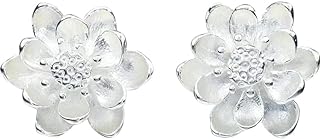 Huge Tomato Pure Sterling Silver Stud Earrings Lotus Flower Blossom Earrings Elegant Solid 999 Silver Hypoallergenic Minimalist Stud for Women