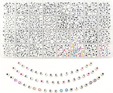 1600 PCS Letter Beads for Friendship Bracelets, Alphabet Beads in 32 Grid Box for Bracelets, 4x7mm Acrylic Beads for Bracelets Crafting Jewelry Making DIY Necklaces
