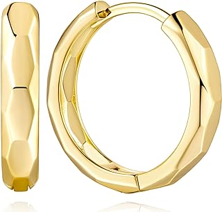 SPACMAG 14K Gold Earrings, 14K Gold Huggie Earrings for Womens Earrings Small Hoop Earrings for Women Gold Earrings for Women Trendy 20MM 2.7G (Gold)