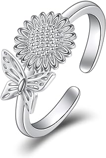 YFN Toe Ring Sterling Silver Animal Sunflower Toe Rings Adjustable Open Rings Jewelry Gifts For Women Girls