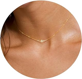 Dainty Brass Cross Pendant Choker, 14K Gold Plated Women's Necklace, Elegant Faith Inspired Design, Adjustable Layered Chain, Gift Box Included - Trendy Jewelry by DIBOLA
