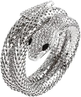 Stylish Punk Snake Chain Bracelet with Lobster Claw Clasp for Women and Girls, Silver Zinc Alloy & Sparkling Rhinestones