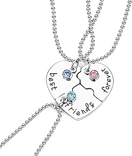MenYiYDS Collier d'Amitié pour 3 avec Pendentif en Alliage Légèr et Hypoallergénique, 50 cm, Cadeau Idéal pour Filles et Garçons