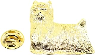 Show Cut Yorkshire Terrier or Yorkie Pin ~ 24K Gold ~ Lapel Pin - 24K Gold Plated