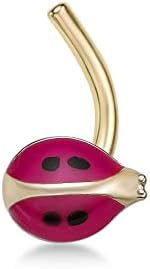 Lavari Jewelers 20 Gauge Curved Screw Nose Ring in 14k Yellow Gold with Enamel Unisex Stud Nose Ring Hypoallergenic Nostril Piercing Jewelry 20G Body Piercing