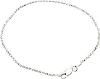 Bracelets, Anklets by Joyful Creations Sterling Silver 1.5mm Diamond-Cut Rope Nickel Free Chain Anklet Italy, 9"