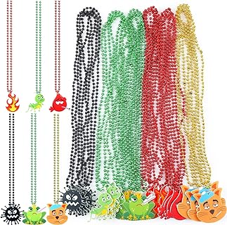 30 Pcs Passover Beads Necklaces Frogs Locust Plagues Theme Pendant Beaded Costume Necklace Holiday Colorful Beaded Necklace Party Favors Supplies Costume Accessories for Seder Decoration Gift