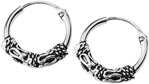 Boho Bali Filigree Vintage S925 Steling Silver Endless Round Sleeper Cartilage Small Hoop Earrings for Women Men Girls Fashion Huggie Hoops Hypoallergenic Pierced Jewelry Gifts 12mm